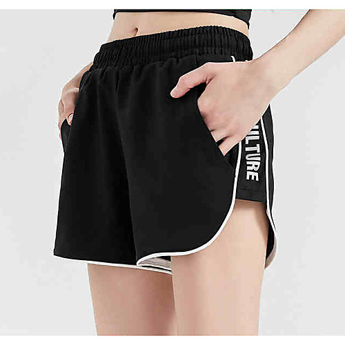 

Women's Young Girl High Waist Running Shorts Elastic Waistband Pocket Shorts Breathable Quick Dry Cooling Black Yoga Gym Workout Running Sports Activewear Stretchy Loose / Reflective Strips