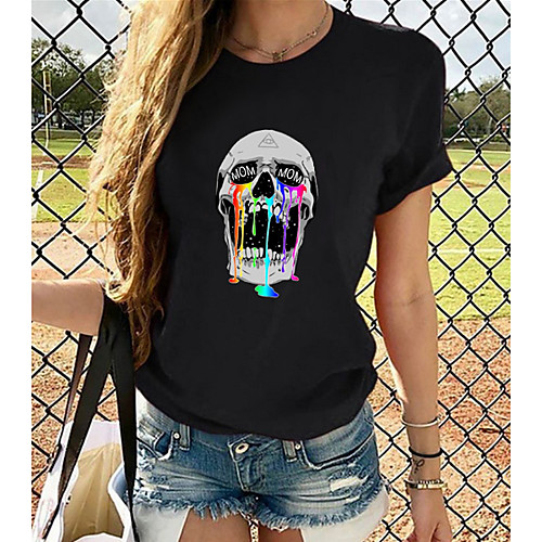 

Women's Tops Graphic 3D Print T-shirt - Print Round Neck Basic Daily Spring Summer Rainbow XS S M L XL 2XL 3XL 4XL 5XL 6XL