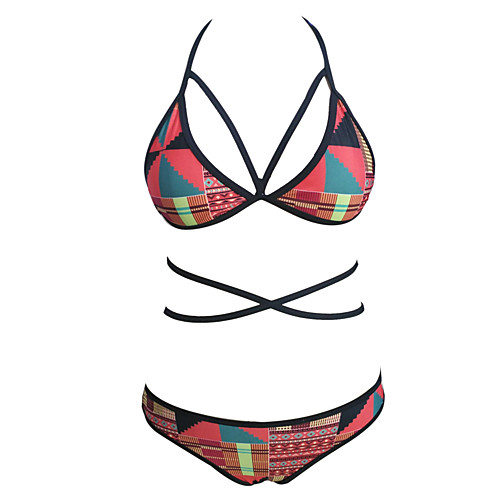 

women's basic fuchsia halter cheeky bikini tankini swimwear swimsuit - floral print s m l fuchsia