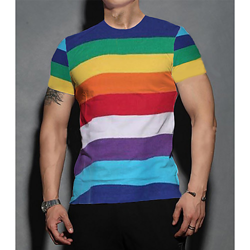 

Love Wins Men's Striped 3D Red Print T-shirt Business Basic Daily Sports Rainbow