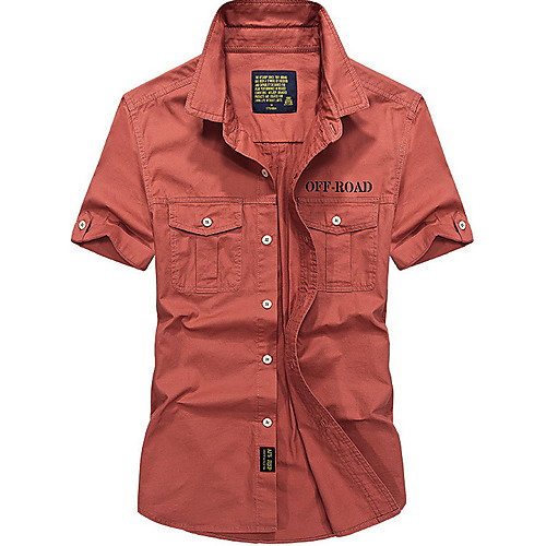 

Men's Solid Colored Print Shirt Daily Army Green / Fuchsia / Khaki / Navy Blue