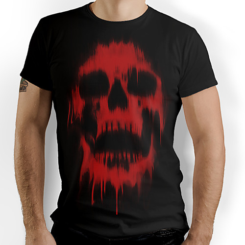 

Men's Graphic Skull Print T-shirt Basic Daily Black