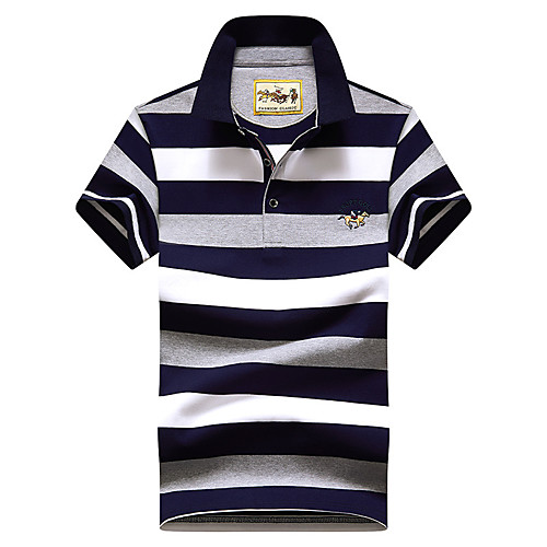 

Men's Polo Striped Letter Embroidered Short Sleeve Daily Tops Cotton Business Basic Red Yellow Royal Blue