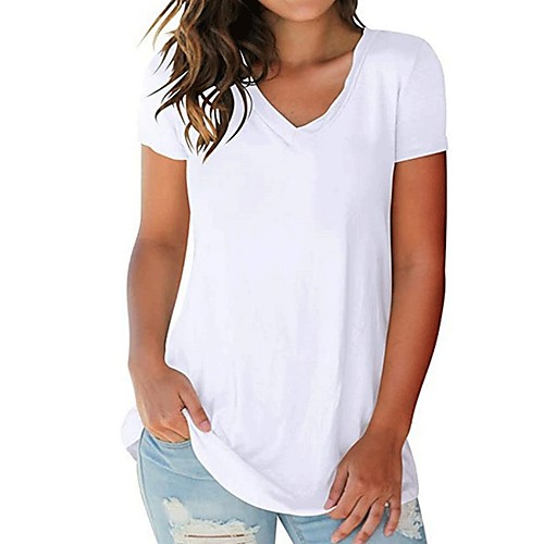 

Women's Solid Colored T-shirt Daily Wine / White / Black / Blue / Navy Blue / Gray