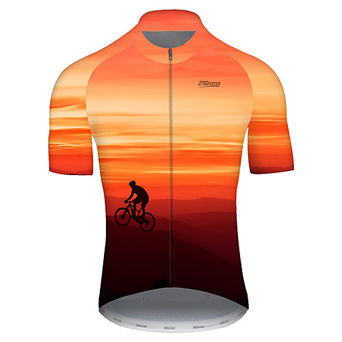 

21Grams Men's Short Sleeve Cycling Jersey Nylon Polyester Red / Yellow 3D Gradient Bike Jersey Top Mountain Bike MTB Road Bike Cycling Breathable Quick Dry Ultraviolet Resistant Sports Clothing