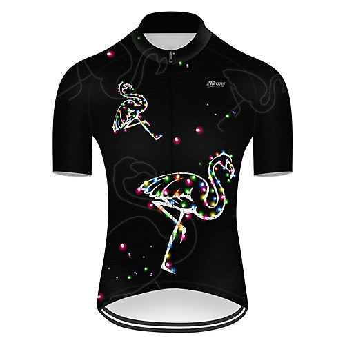 

21Grams Men's Short Sleeve Cycling Jersey Nylon BlackWhite Flamingo Gradient Animal Bike Jersey Top Mountain Bike MTB Road Bike Cycling Quick Dry Breathable Sports Clothing Apparel / Micro-elastic