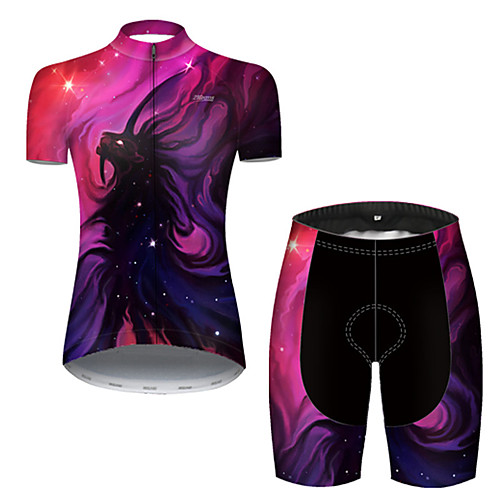 

21Grams Women's Short Sleeve Cycling Jersey with Shorts Violet Animal Bike Breathable Sports Patterned Mountain Bike MTB Road Bike Cycling Clothing Apparel / Stretchy