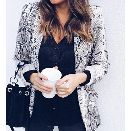 

Women's Jacket Daily Regular Leopard White / Yellow / Gray S / M / L