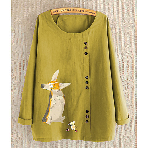 

Women's Cartoon Blouse Daily Black / Yellow / Blushing Pink / Light Green / Navy Blue