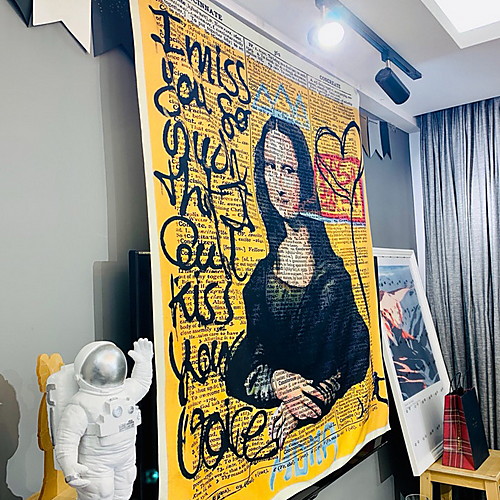 

Mona Lisa Graffiti Tapestry Wall Hanging Bohemian Beach Mat Polyester Blanket Yoga Mat Home Bedroom Art Carpet
