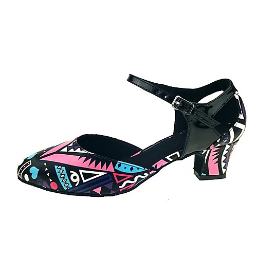 

Women's Latin Shoes PU Heel Cuban Heel Dance Shoes Black
