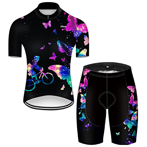 

21Grams Men's Short Sleeve Cycling Jersey with Shorts Nylon Polyester Black / Blue 3D Butterfly Gradient Bike Clothing Suit Breathable 3D Pad Quick Dry Ultraviolet Resistant Reflective Strips Sports