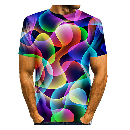 

Men's Rainbow Graphic Space Print T-shirt Basic Daily Rainbow
