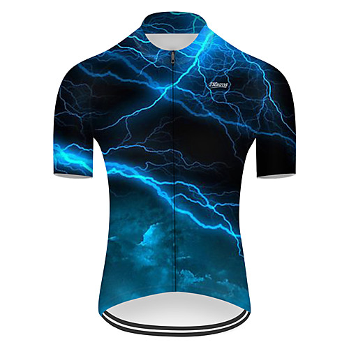 

21Grams Men's Short Sleeve Cycling Jersey Nylon Polyester Black / Blue 3D Lightning Gradient Bike Jersey Top Mountain Bike MTB Road Bike Cycling Breathable Quick Dry Ultraviolet Resistant Sports