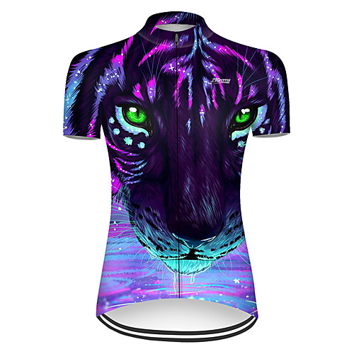 

21Grams Women's Short Sleeve Cycling Jersey Black / Green Animal Bike Top Mountain Bike MTB Road Bike Cycling Breathable Sports Clothing Apparel / Micro-elastic