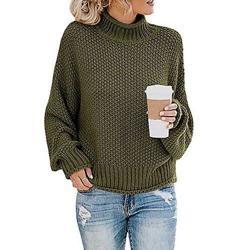 

Women's Color Block Long Sleeve Pullover Sweater Jumper, Turtleneck Wine / Black / Blue S / M / L