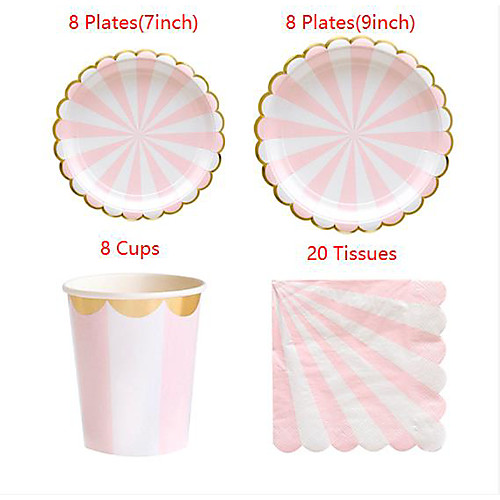 

Disposable Colorful Party Plates Cups Heavy-Duty Quality Natural Disposable Bagasse Eco-Friendly Made of Paper 1Set (Include 16 Plates & 8 Cups & 20 Tissues)