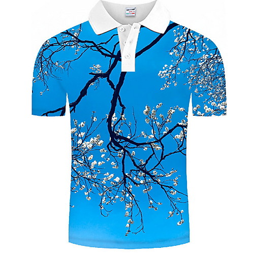 

Men's Graphic Print Polo Daily Blue