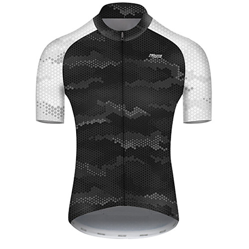 

21Grams Men's Short Sleeve Cycling Jersey Black / White Camo / Camouflage Bike Top Mountain Bike MTB Road Bike Cycling Breathable Sports Clothing Apparel / Micro-elastic