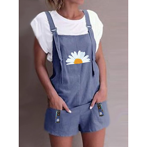 

Women's Blue Romper Onesie, Floral S M L