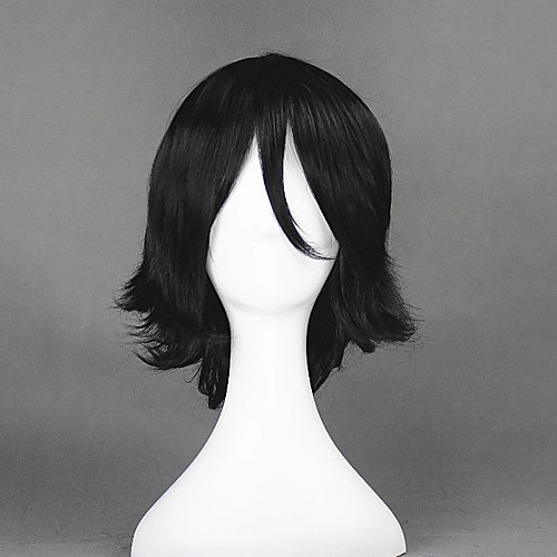 

Cosplay Wig Kojima Mizuiro Curly Cosplay Halloween With Bangs Wig Short Black Synthetic Hair 12 inch Men's Anime Cosplay Cool Black