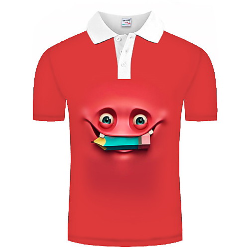 

Men's Graphic Cartoon Print Polo Daily Fuchsia