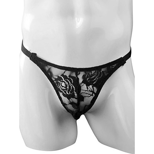 

Men's Lace G-string Underwear - Normal Low Waist Black Red One-Size