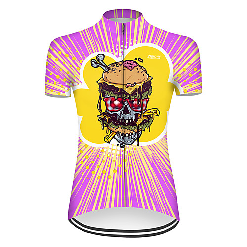 

21Grams Women's Short Sleeve Cycling Jersey Nylon Violet Skull Bike Top Mountain Bike MTB Road Bike Cycling Breathable Sports Clothing Apparel / Micro-elastic