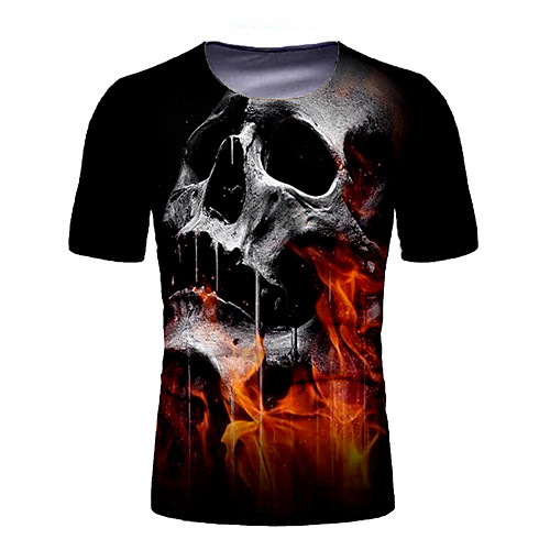 

Men's T shirt Graphic Skull Print Short Sleeve Daily Tops Black