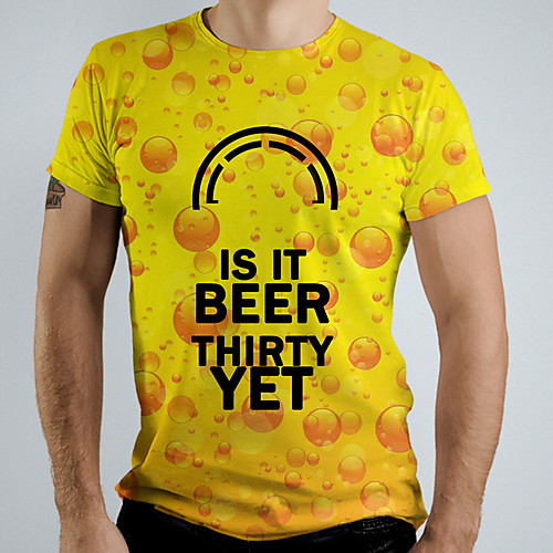 

Men's Graphic Letter Print T-shirt Basic Daily Yellow