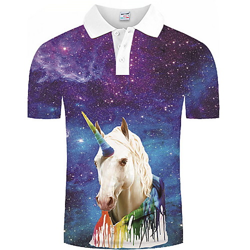

Men's Graphic Animal Horse Print Polo Daily Purple