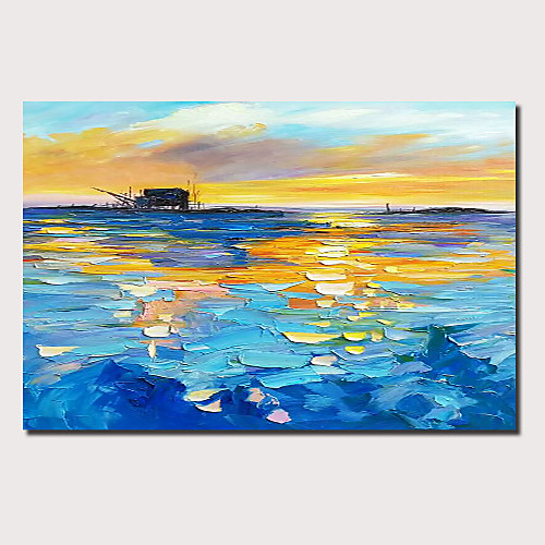 

Oil Painting Hand Painted Horizontal Panoramic Abstract Landscape Comtemporary Modern Stretched Canvas