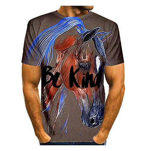 

Men's Graphic Animal Horse Print T-shirt Basic Daily Brown