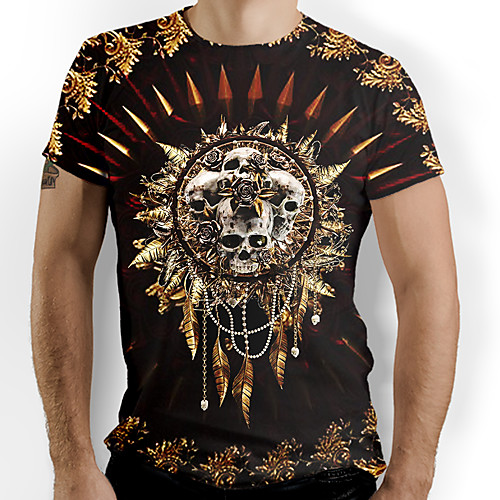 

Men's Graphic Skull Print T-shirt Daily Black