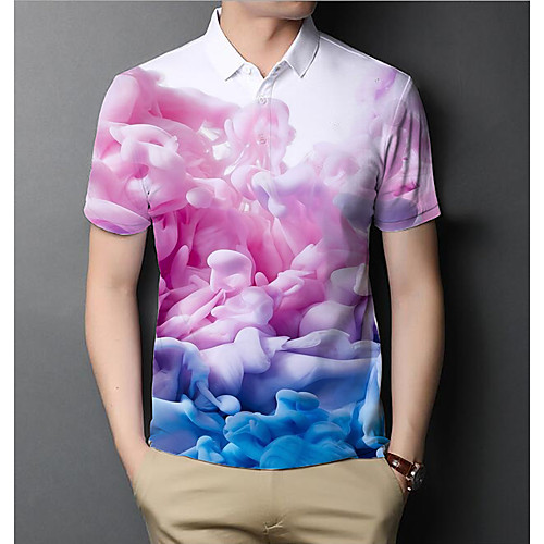 

Men's Graphic Polo Basic Elegant Daily Going out Rainbow