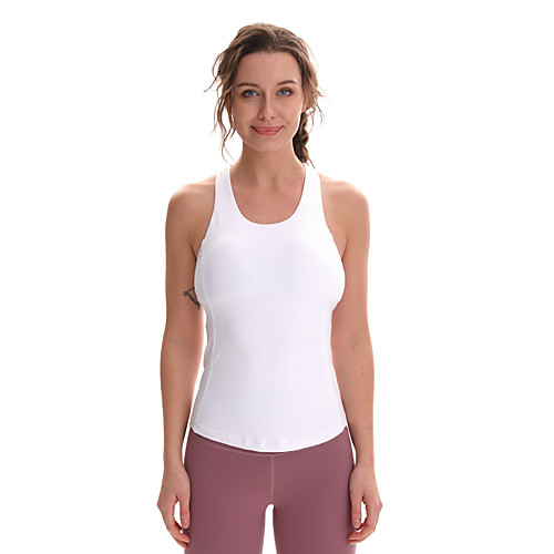 

Women's Padded Tank Top Cross Back Removable Pad Fashion White Black Gray Elastane Yoga Running Fitness Top Sport Activewear Breathable Comfort Quick Dry Stretchy