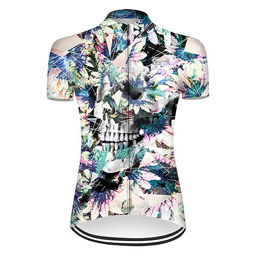 

21Grams Women's Short Sleeve Cycling Jersey Nylon Blue / White Skull Bike Top Mountain Bike MTB Road Bike Cycling Breathable Sports Clothing Apparel / Micro-elastic