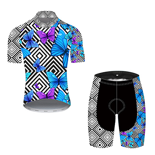 

21Grams Men's Short Sleeve Cycling Jersey with Shorts Black / Blue Butterfly Bike Breathable Sports Butterfly Mountain Bike MTB Road Bike Cycling Clothing Apparel / Stretchy