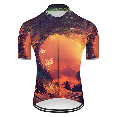 

21Grams Men's Short Sleeve Cycling Jersey Black / Orange Bike Top Mountain Bike MTB Road Bike Cycling Breathable Sports Clothing Apparel / Micro-elastic
