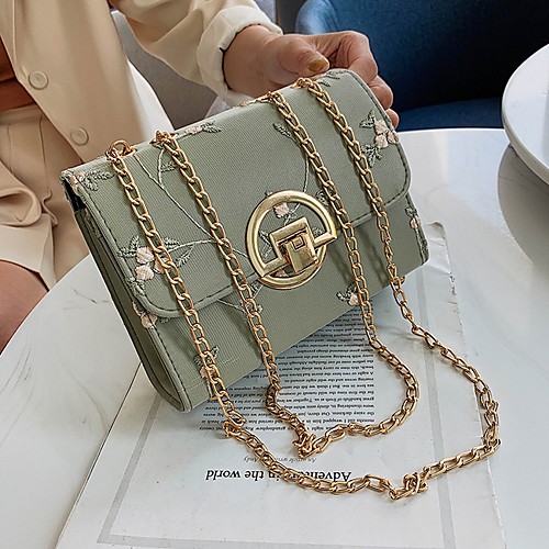 

Women's Zipper PU Crossbody Bag Embroidery Black / Green / Beige
