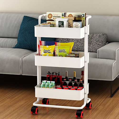 

3 Tier Slim Storage Cart Mobile Shelving Organizer Slide Out Storage Rolling Utility Cart Tower Rack for Kitchen Bathroom Laundry Narrow Places Black/White