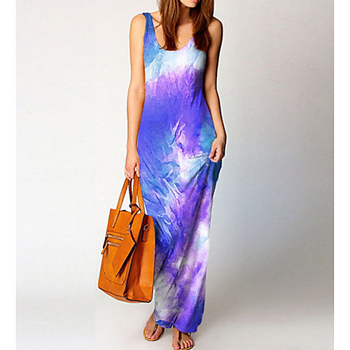 

Women's Sheath Dress Maxi long Dress Purple Red Fuchsia Orange Green Light Blue Sleeveless Tie Dye Summer V Neck Work Hot 2021 S M L XL XXL 3XL