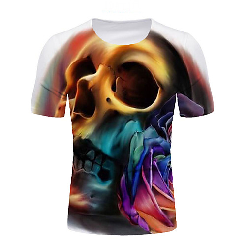 

Men's Graphic Skull Print T-shirt Daily Rainbow