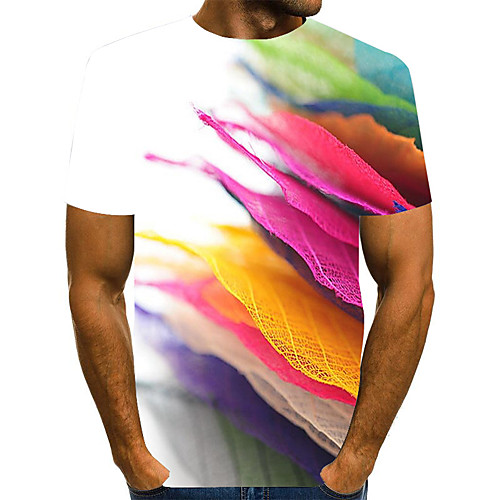 

Men's Graphic Print T-shirt Street chic Exaggerated Daily Going out Rainbow