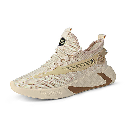 

Men's Spring / Summer Sporty / Casual Athletic Outdoor Trainers / Athletic Shoes Running Shoes Tissage Volant Breathable Non-slipping Black / Beige Slogan