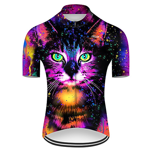 

21Grams Men's Short Sleeve Cycling Jersey Nylon Black / Red Cat Gradient Animal Bike Jersey Top Mountain Bike MTB Road Bike Cycling Breathable Quick Dry Sports Clothing Apparel / Micro-elastic