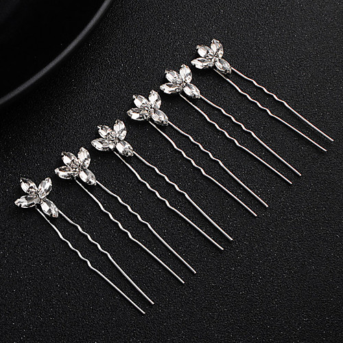 

Simple Style Crystal Headdress with Rhinestone 6pcs Wedding / Special Occasion Headpiece