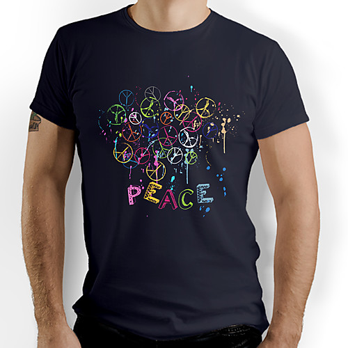 

Men's Graphic Letter Print T-shirt Basic Daily Navy Blue