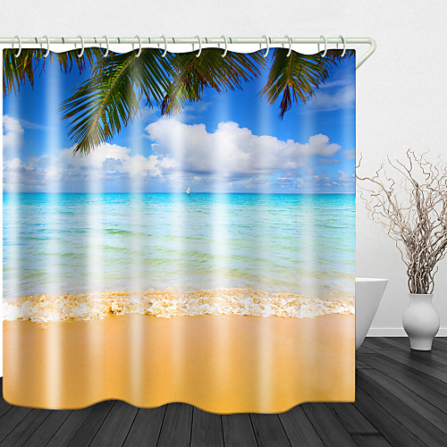 

Beach Clouds Digital Print Waterproof Fabric Shower Curtain for Bathroom Home Decor Covered Bathtub Curtains Liner Includes with Hooks