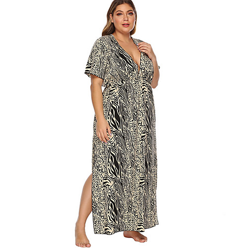 

Women's Shift Dress Maxi long Dress - Short Sleeves Geometric Summer Casual 2020 Gray XL XXL XXXL XXXXL